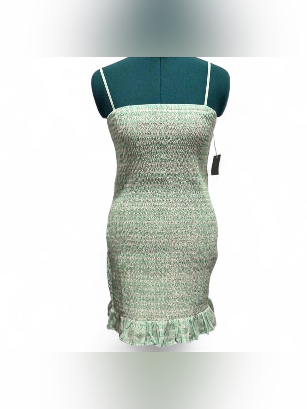 wild fable Mint Green Smocked Spaghetti-Strap Mini Dress with Ruffle Hem